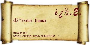 Éreth Emma névjegykártya